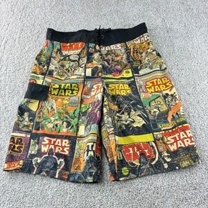 Mens Star Wars Comic Print Swim Trunks Shorts Black L‎ Lucasfilm Polyester